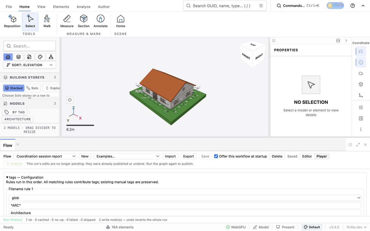 Completed coordination workflow with two Archicad models